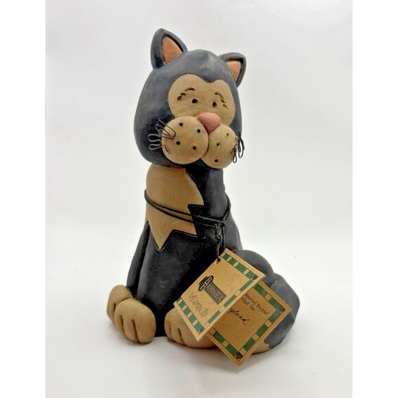 SUZI SKOGLUND Blossom Bucket BLACK & WHITE CAT Used With Tag - Picture 1 of 13